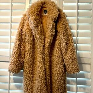 Fluffy Furry Super Cute Long Jacket size L Beige